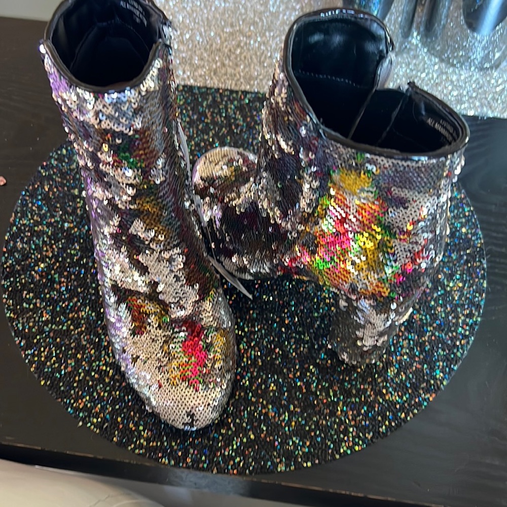 Sequin ankle boot